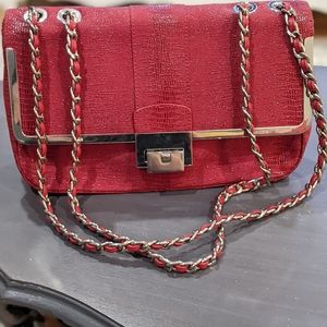 Stuart Weitzman Red embossed crossbody purse